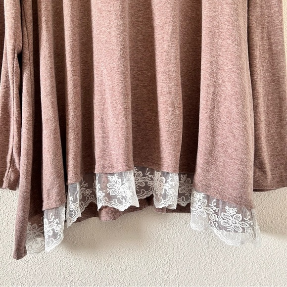 LYDFS A-line Laced Hem Round Neck Long Sleeve Shirt Women Sz XXL - Picture 3 of 8